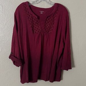 Catherine’s Plus size Women’s Ombré Top, 2X, Cranberry